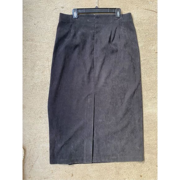 Harve Benard Faux-Suede Black Slit Pleated Maxi Skirt, Size 16 - Picture 5 of 10